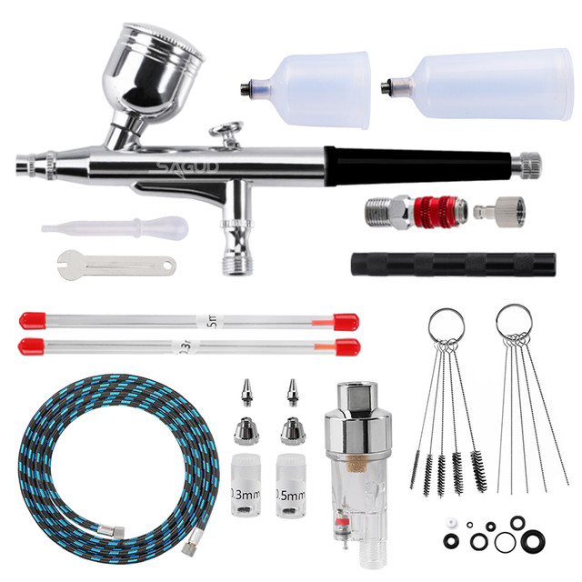 Dual Action Airbrush Kit Gravity Air Brush Gun with 0.3/0.5mm Nozzle  Cleaning Brush Accessories for Nails Cake Model Painting - AliExpress